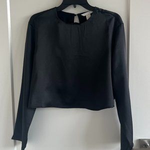 Long Sleeve Satin Crop Top H&M size M